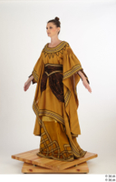  Photos Woman in Historical Dress 12 15th century Medieval Clothing a poses brown dress 0002.jpg
